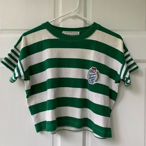 Adrienne vittadini green and white crop top size m